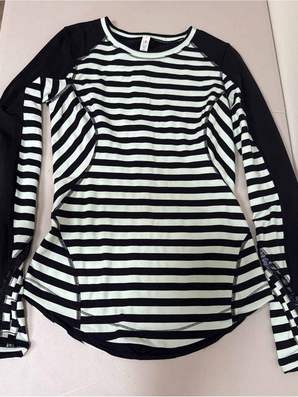 Lululemon Striped Long-Sleeve Performance Top - Black & Mint